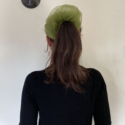 Giant Organza Hair Scrunchies - olive green