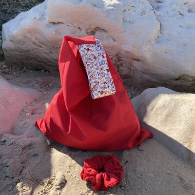 Red Large Summer Bag - with scrunchie