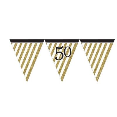 Black and Gold 50 Paper Flag Bunting