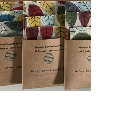 Bees Wax Wrap – All Rounder 3 Assorted Square Autumn leaf