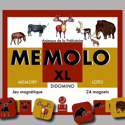 MEMOLO XL Prähistorische Tiere Zweisprachig Französisch/Englisch