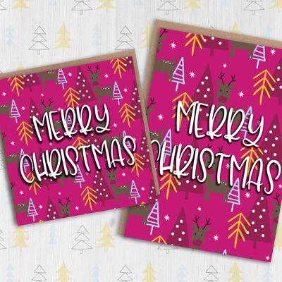 Reindeer Christmas, Holiday card: Trees