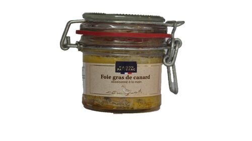 Foie gras de canard entier assaisonné à la main et cuit dans son bocal 90g