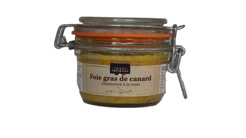 Foie gras de canard entier assaisonné à la main et cuit dans son bocal 130g