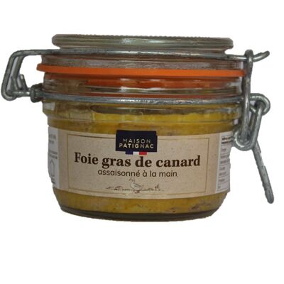Foie gras de pato entero sazonado a mano y cocido en su tarro de 130g