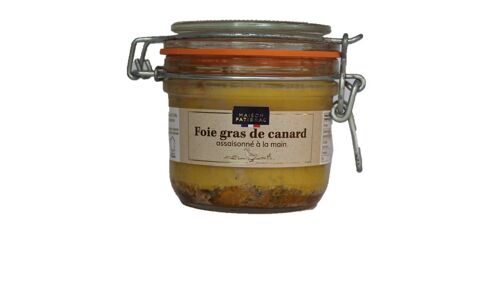 Foie gras de canard entier assaisonné à la main et cuit dans son bocal 180g