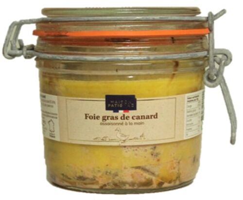 Foie gras de canard entier assaisonné à la main et cuit dans son bocal 300g