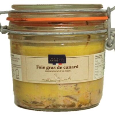 Foie gras de pato entero sazonado a mano y cocido en su tarro de 300g