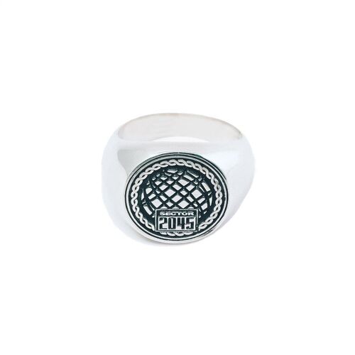 2045 sovereign ring - size m -silver / black