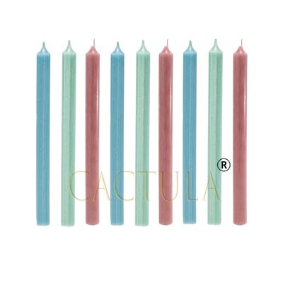 Bougies de dîner 28 cm 9 PCS Pastel