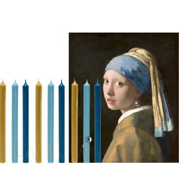 Bougies de dîner 28 cm 9 PCS Fille avec une boucle d'oreille en perle de Vermeer