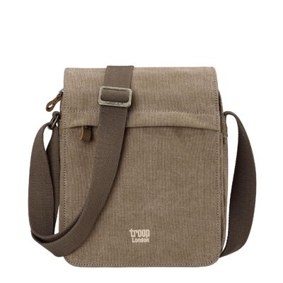 TRP0242 Troop London Borsa a tracolla classica in tela marrone