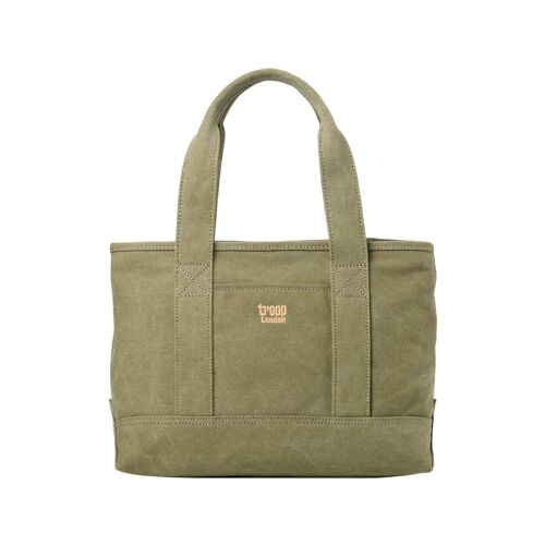 TRP0542 Troop London Classic Canvas Small Shoulder Bag/Tote Bag Khaki