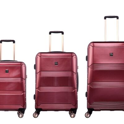 TT002 Ensemble complet - Troop London Hard Shell 8 Roues Trolley Case Léger (3 Pièces) Ensemble Complet Bordeaux