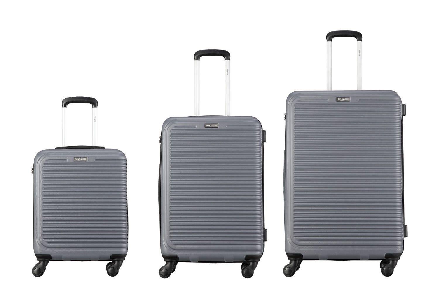 TT001 Komplettset - Troop London Hartschalen 8Wheels Leichter Trolleykoffer (3 Stück) Grau - Komplettset
