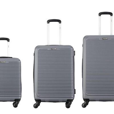 TT001 Ensemble complet - Troop London Hard Shell 8 roues Trolley Case léger (3 pièces) Gris - Ensemble complet