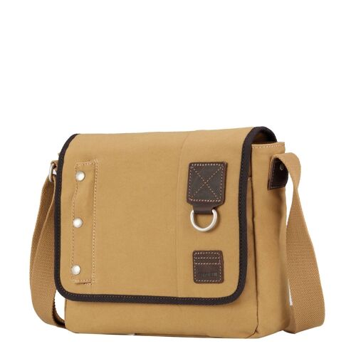 TRP0529 Troop London Heritage Washed Canvas Across Body Bag, Medium Crossbody Bag Mustard.