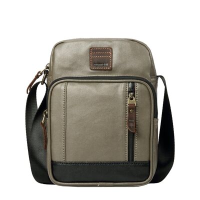 TRP0518 Troop London Heritage Coated Canvas Casual Crossbody Bag, Small Crossbody Bag Olive Black