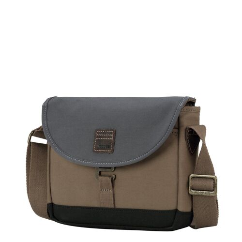 TRP0519 Troop London Heritage High Density Canvas Casual Crossbody Bag, Small Acrossbody Bag (Khaki)