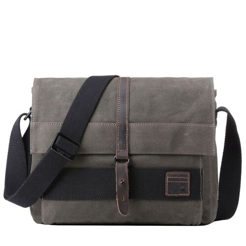 TRP0478 Troop London Heritage Waxed Canvas Messenger Bag, Slim Travel Bag Tablet Friendly