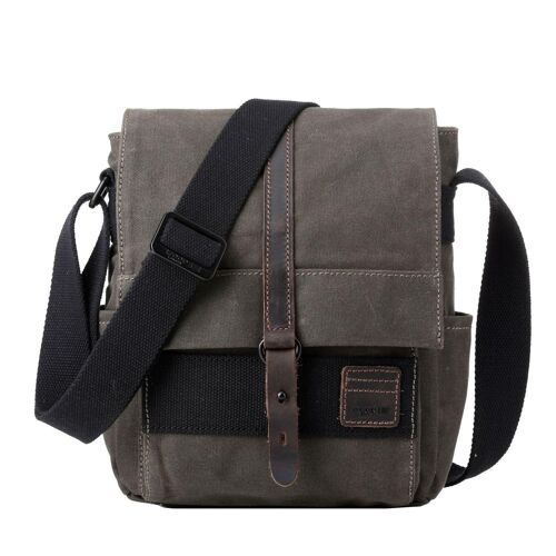 TRP0477 Troop London Heritage Waxed Canvas Across Body Bag, Slim Travel Bag Tablet Friendly