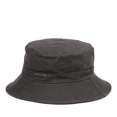 TRP0502 Troop London Accessori Cappello da pescatore in tela cerata, cappello da sole, cappello da esterno marrone scuro