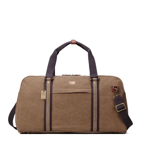 TRP0389 Troop London Classic Canvas Travel Duffel Bag, Large Holdall Brown
