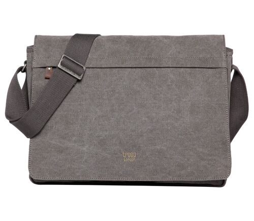 TRP0371 Troop London Classic Canvas Laptop Large Messenger Bag - 18'' Diagonally Charcoal