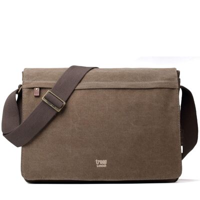 TRP0371 Troop London Classic Canvas Laptop Large Messenger Bag - 18'' Diagonal Brown.