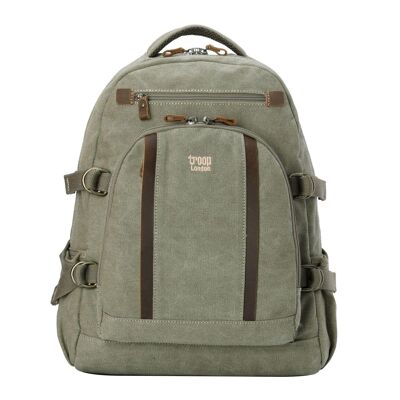 TRP0257 Troop London Classic Canvas Laptop-Rucksack - Large Khaki