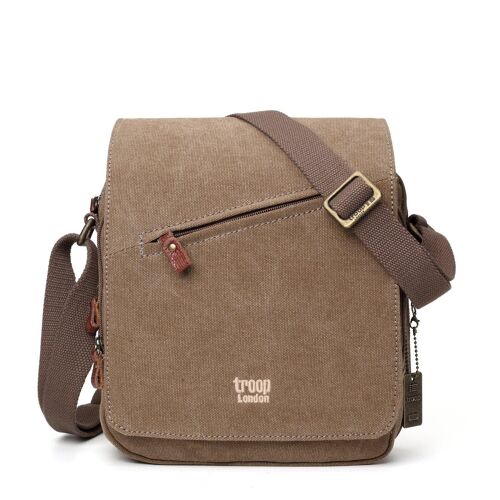 Troop London Classic Canvas Laptop Messenger Bag - TRP0207 - Brown