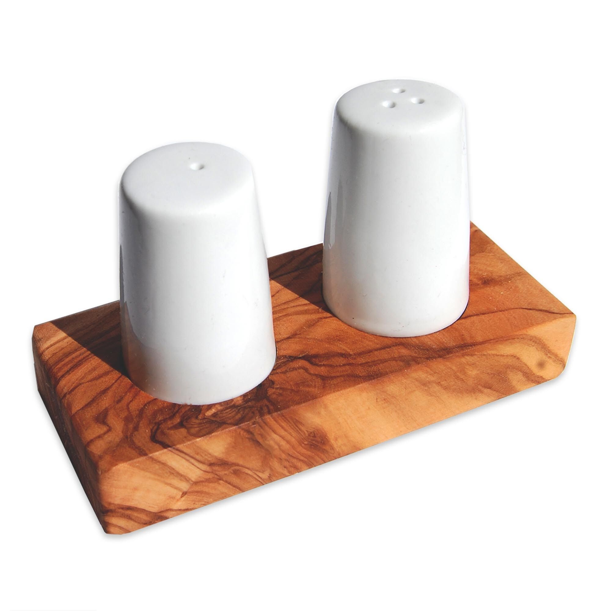 Salt and pepper set ALBERT on an olive wood base