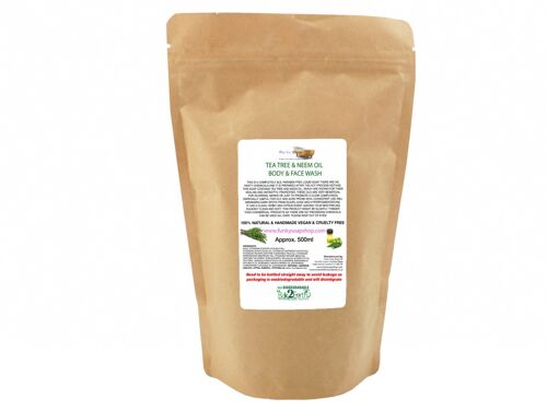 Tea Tree Neem Oil Liquid Face & Body Wash, Refill Pouch 500ml