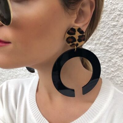 Large Hoop Earrings Black