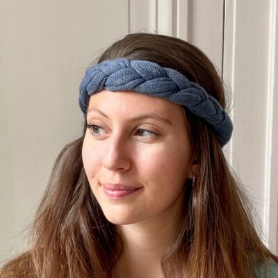 Linen and cashmere braided headband