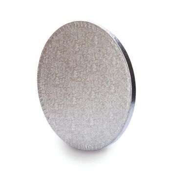 Tambour rond à gâteau emballé individuellement, argent 12 po