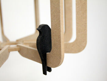 Suspension Design bois D30cm BIRD kit cable noir et rosace métal 6