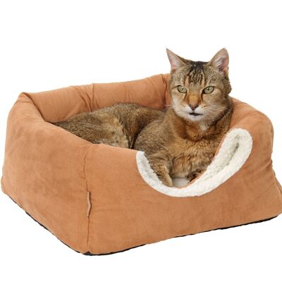 Tan and Fx Sheepskin 2 in 1 Cat Bed Tan