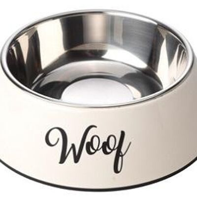 New Woof Cream Dog Bowl - Medium