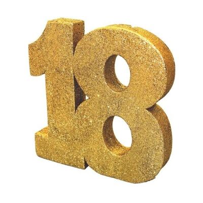 Number 18 Glitter Table Decoration Gold