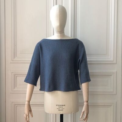 Short sailor sweater in linen and cashmere