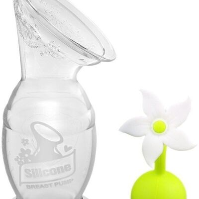 Milchpumpe mit Saugfuss 150ml + Blumenverschluss Set - Weiss