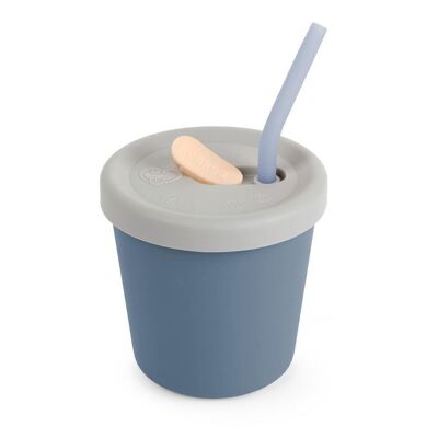 Drinking cup with tube - steel blue