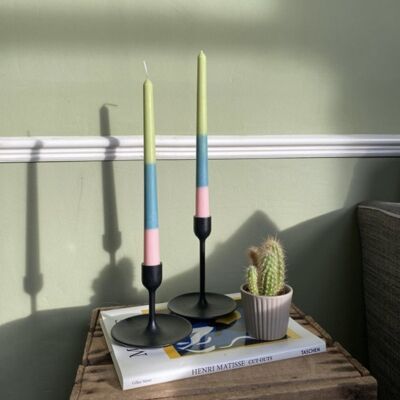 Bespoke Triple Stripe Taper candle  -  2 Taper Candles in one pack