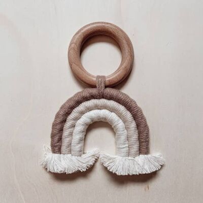 Rainbow Macramé With Wooden Ring - Sand__default