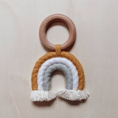 Rainbow Macramé With Wooden Ring - Mustard__default