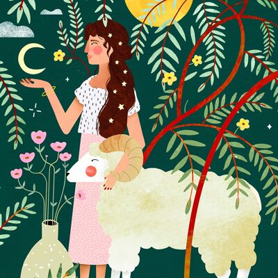 Decorative poster - illustration astro sign Aries A4