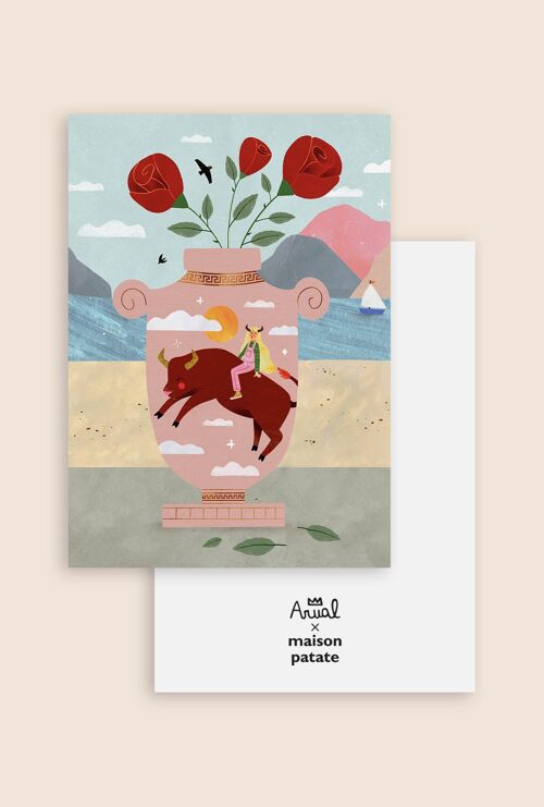 Carte postale décorative 10x15 cm - signe astro Taureau