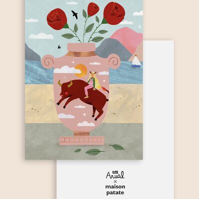 Carte postale décorative 10x15 cm - signe astro Taureau