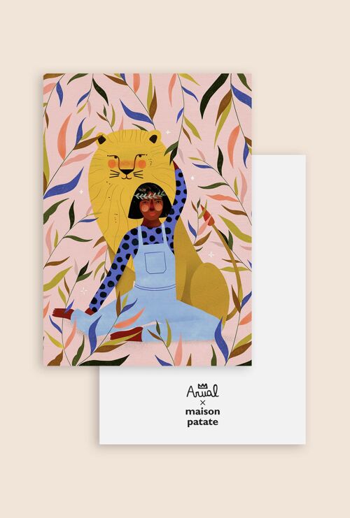 Carte postale décorative 10x15 cm - signe astro Lion